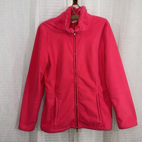 Lilly Pulitzer L Pink Grace Fleece Faux Fur Lined Cozy Soft Full Zip Jacket - Picture 2 of 16